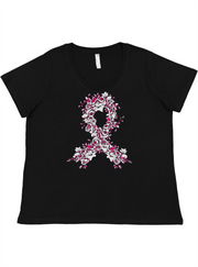 Floral Ribbon Ladies Tee Ladies Shirt by Akron Pride Custom Tees | Akron Pride Custom Tees