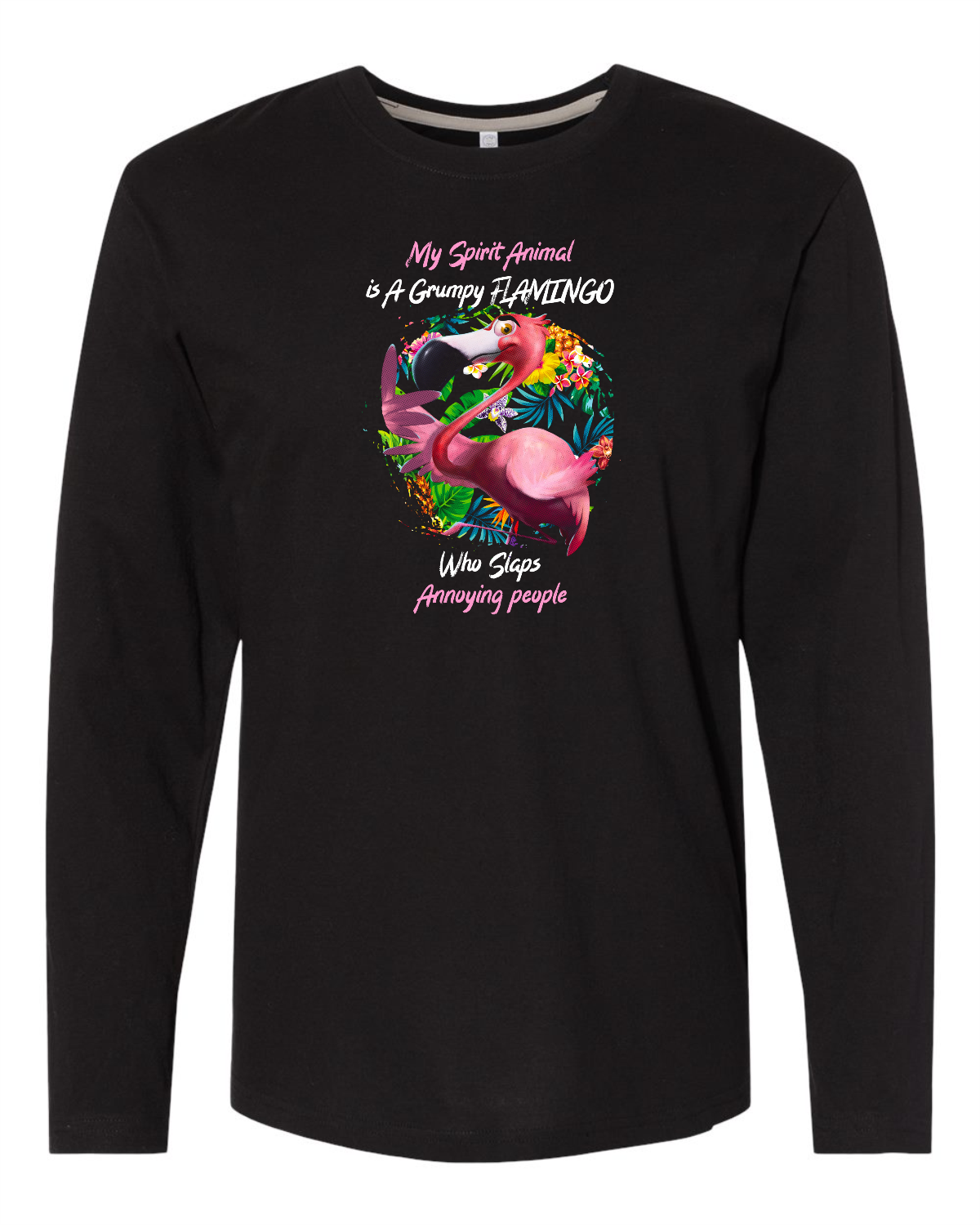 Grumpy Flamingo Long Sleeve Tee Akron Pride Custom Tees