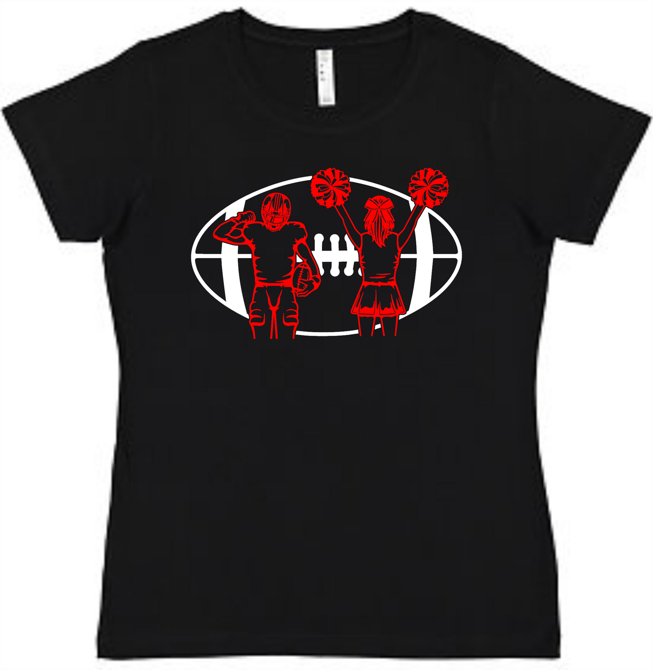 Spartan 1 Football Player 1 Cheerleader Ladies Tee