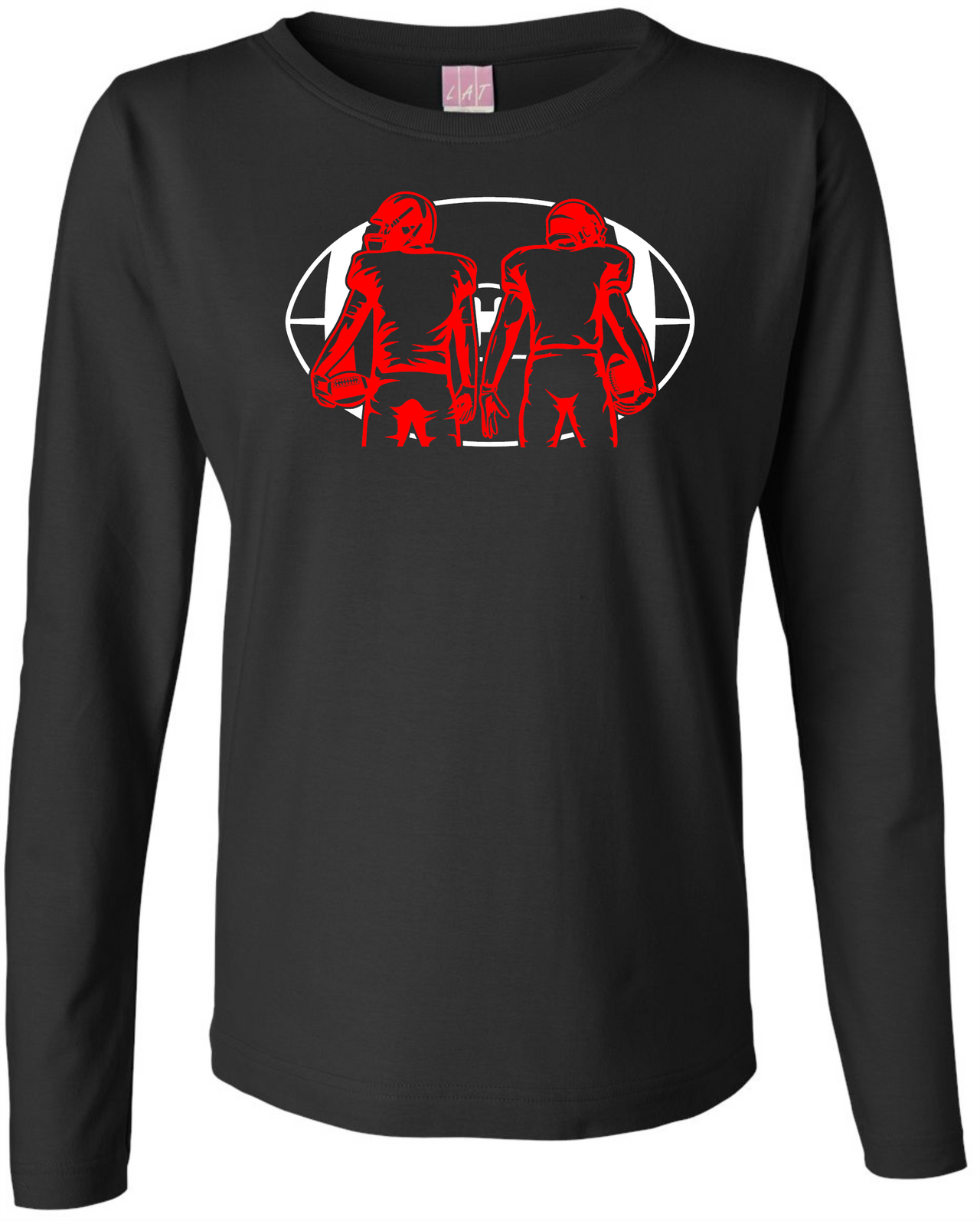 2 Football Players Ladies LS Tee