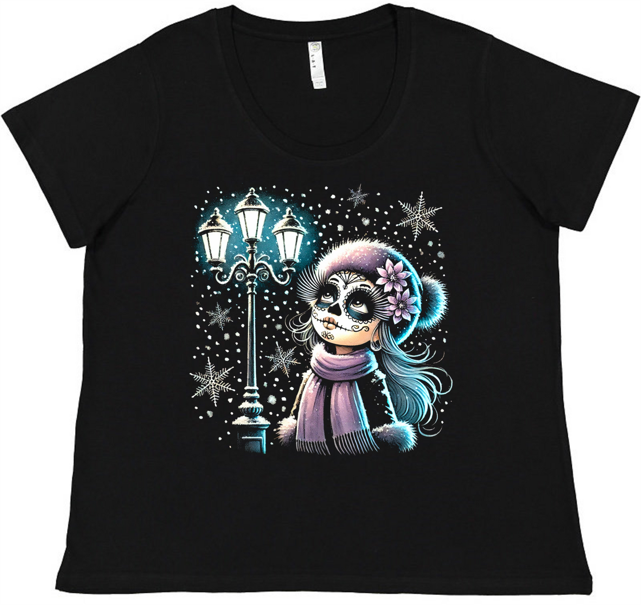 Christmas Candy Skull Ladies Tee