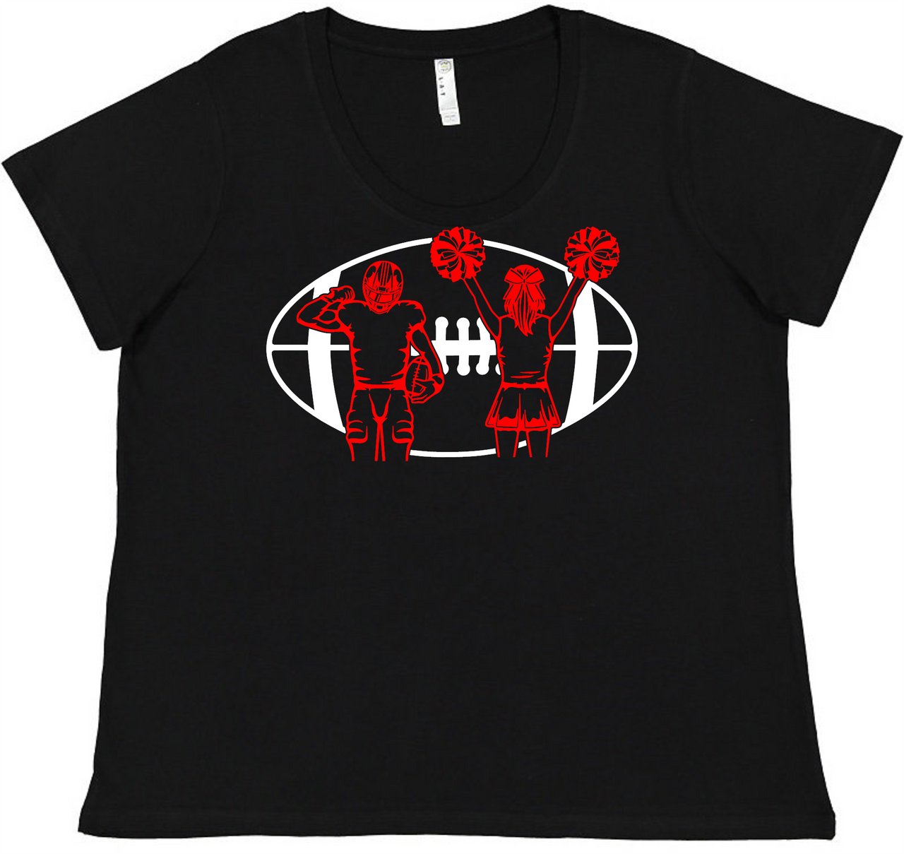 Spartan 1 Football Player 1 Cheerleader Ladies Tee