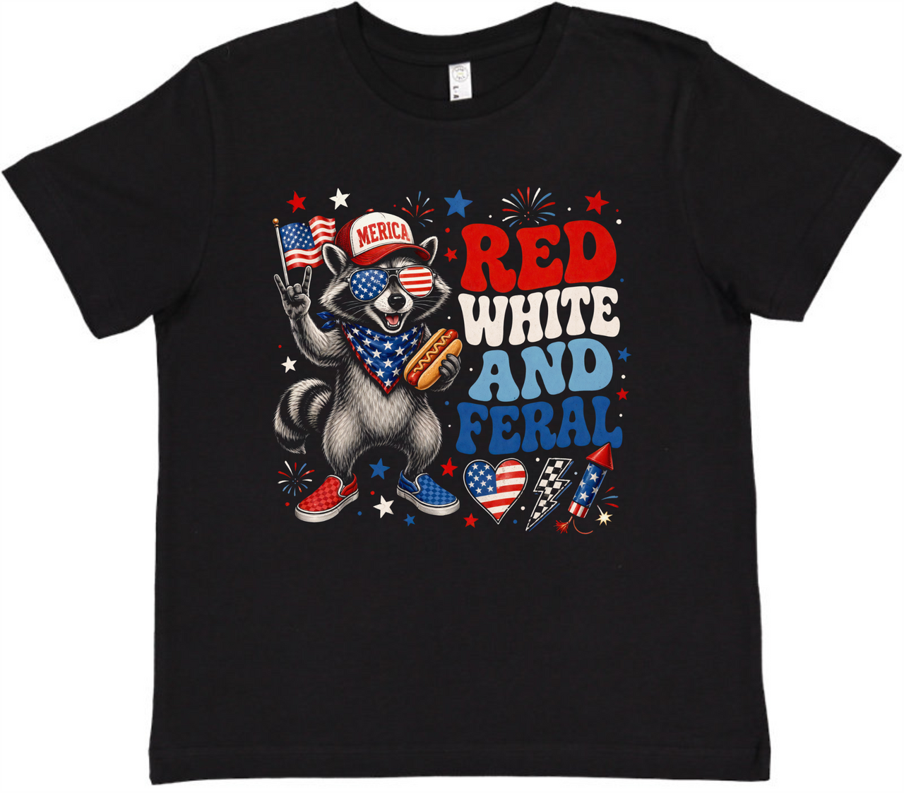Red White and Feral Youth Tee