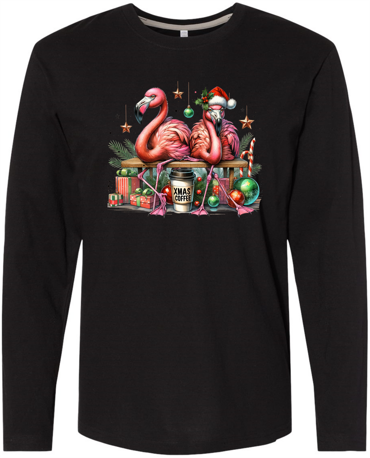 Flamingo Christmas LS Tee