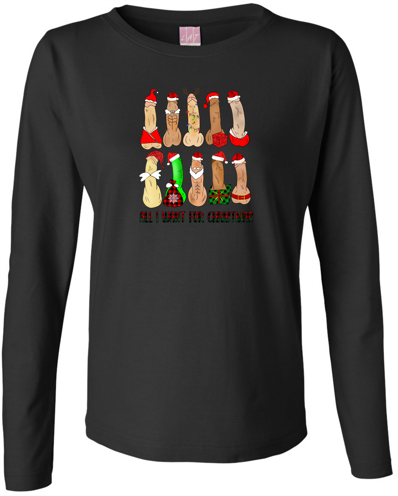 All I want for Christmas Ladies L/S Tee Ladies Long Sleeve Shirt by Akron Pride Custom Tees | Akron Pride Custom Tees