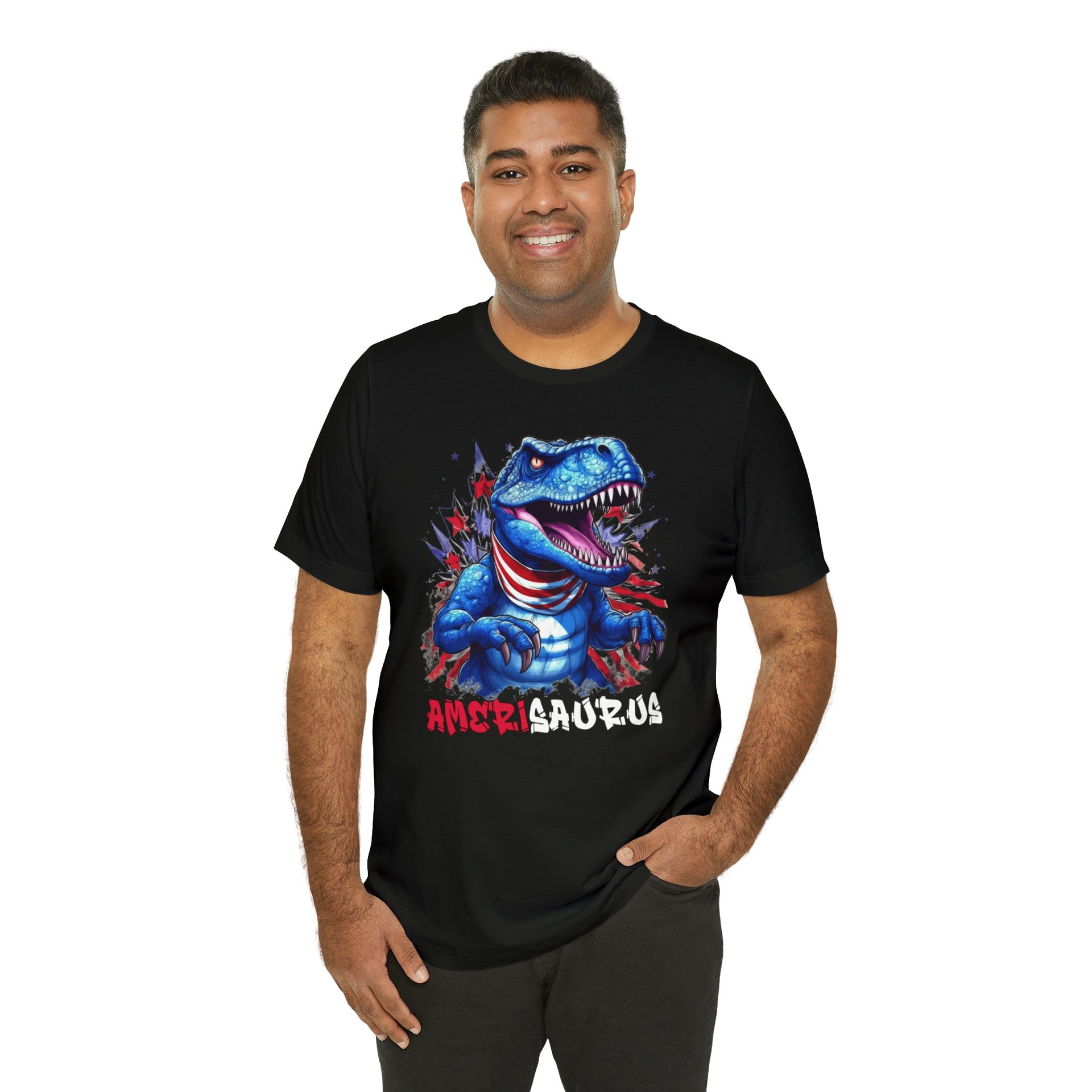 Amerisaurus Tee Black S T-Shirt by Printify | Akron Pride Custom Tees