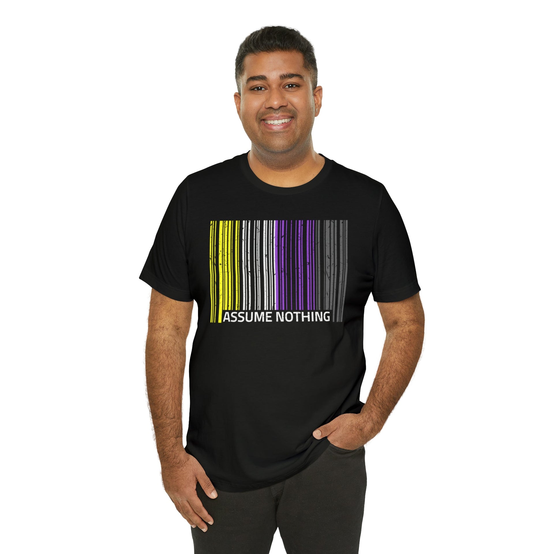 Assume Nothing Tee Black T-Shirt by Printify | Akron Pride Custom Tees