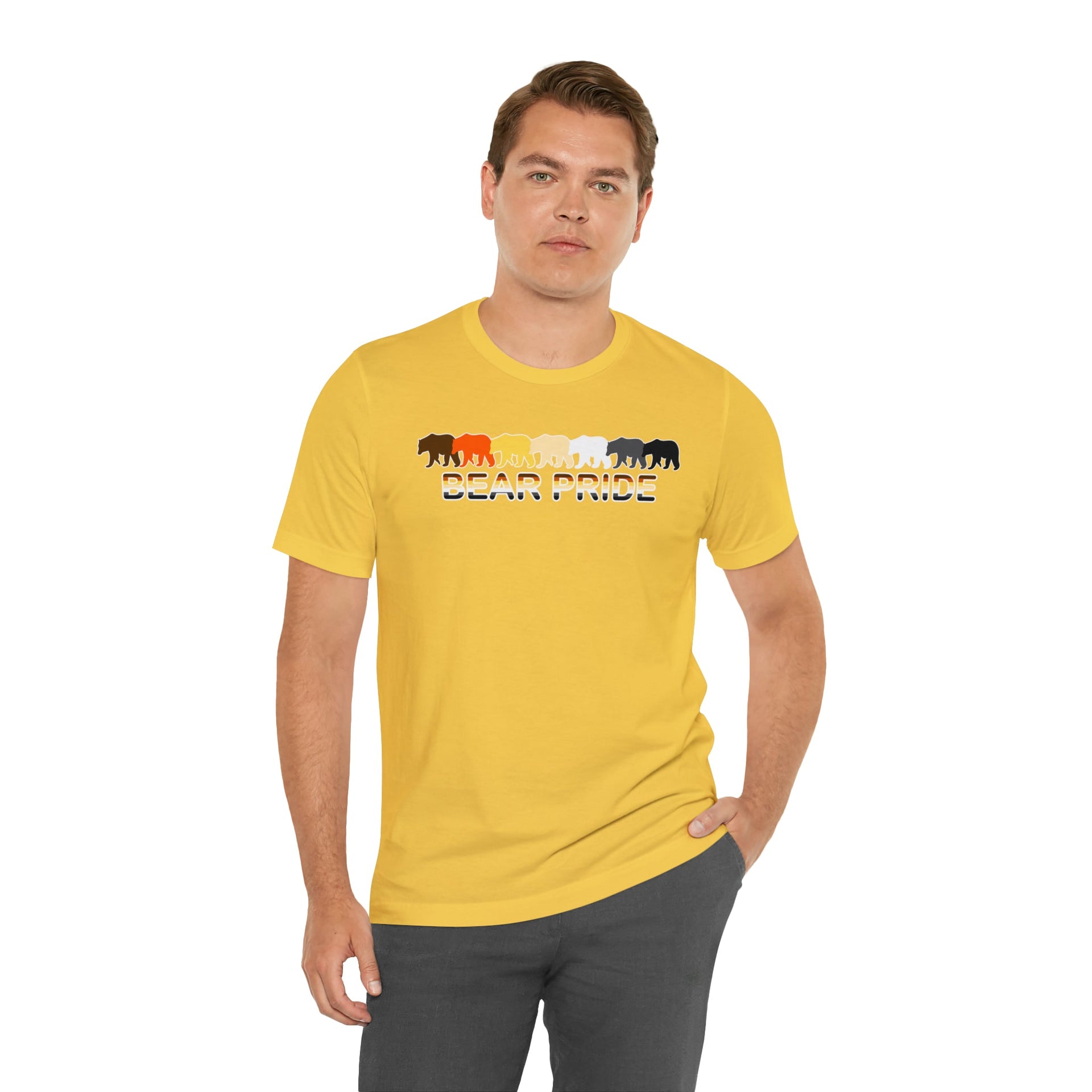 Bear Pride Tee Yellow S T-Shirt by Printify | Akron Pride Custom Tees