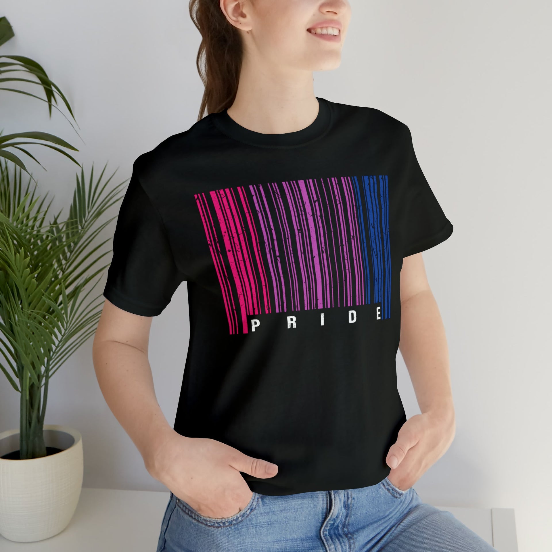 Bisexual Pride Tee Black T-Shirt by Printify | Akron Pride Custom Tees