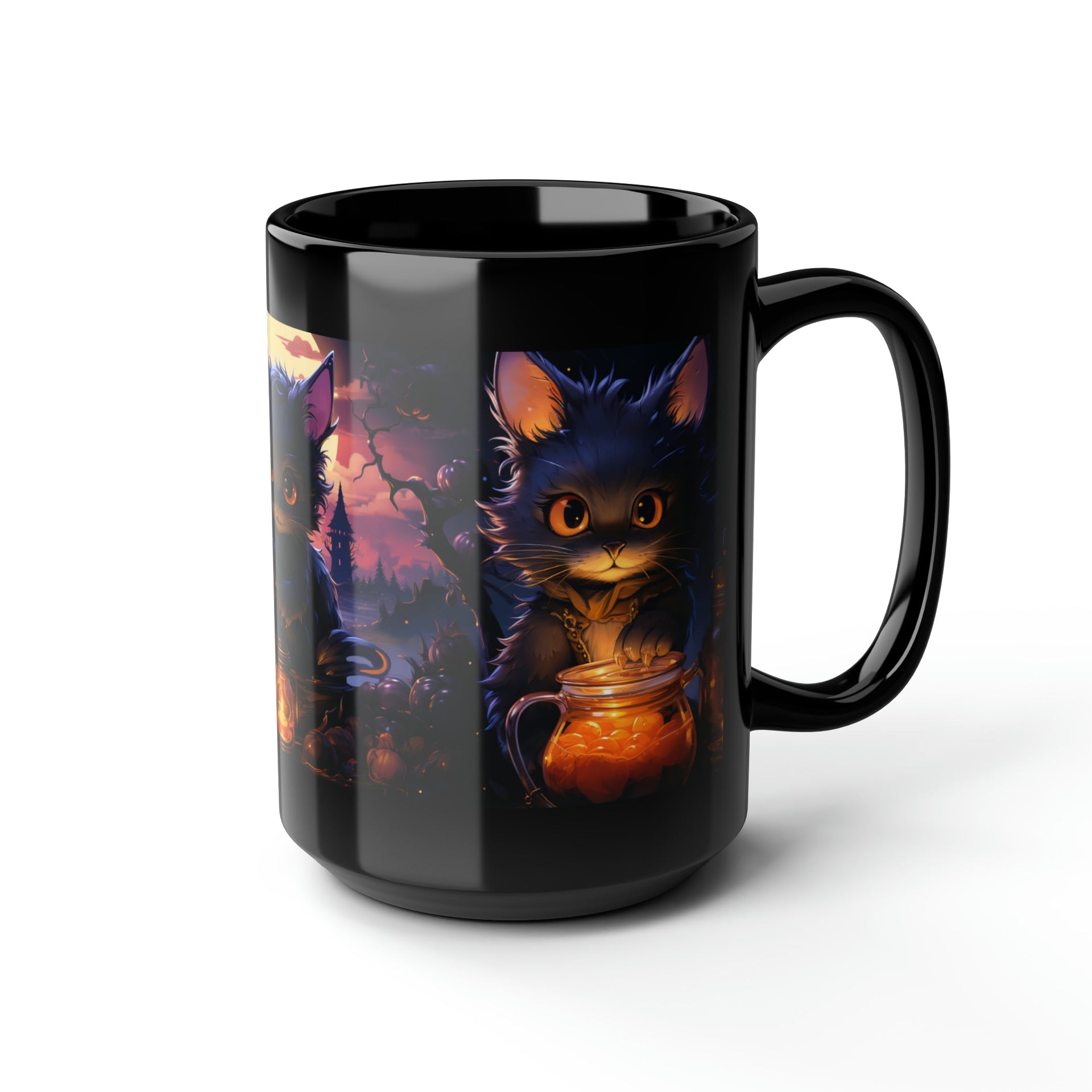 Black Cat Mug 15oz Mug by Printify | Akron Pride Custom Tees