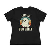 Boo Sheet Ladies Tee Black S T-Shirt by Printify | Akron Pride Custom Tees