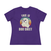 Boo Sheet Ladies Tee Team Purple S T-Shirt by Printify | Akron Pride Custom Tees