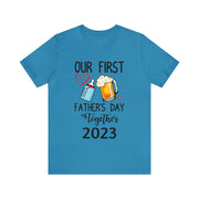 First Father's Day 2023 Tee Aqua S T-Shirt by Printify | Akron Pride Custom Tees