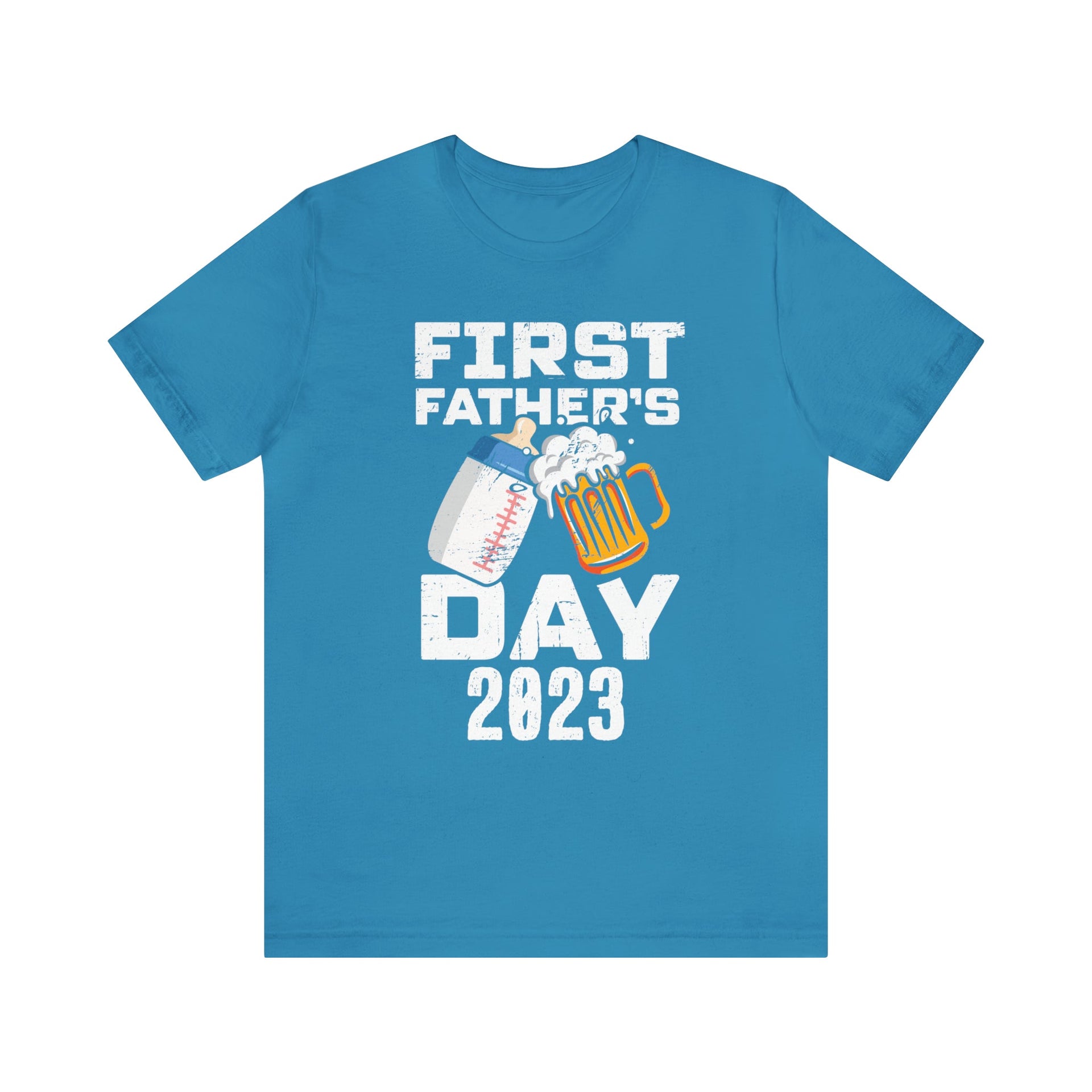 First Father's Day Tee Aqua S T-Shirt by Printify | Akron Pride Custom Tees