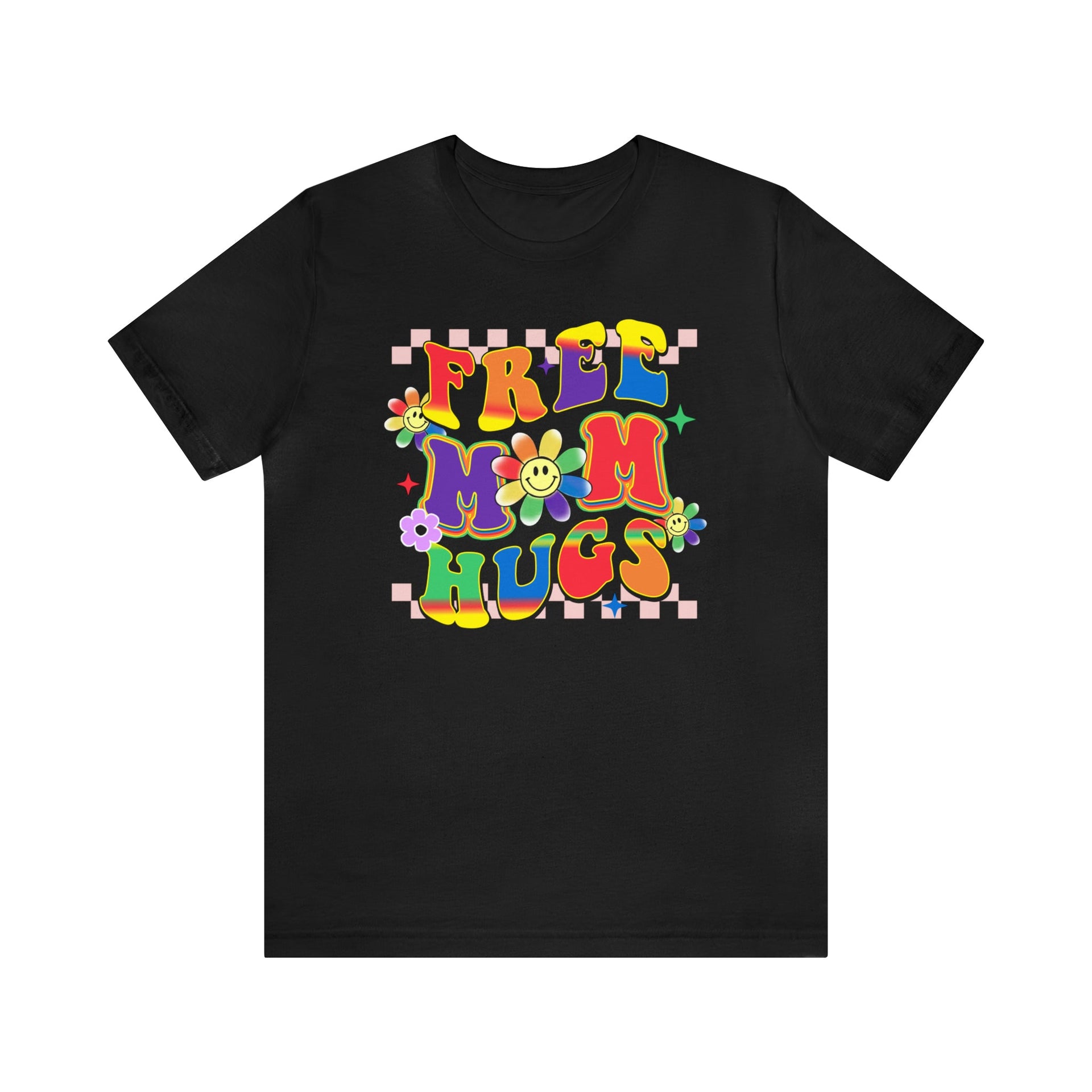 Free MOM Hug Pride Tee Black S T-Shirt by Printify | Akron Pride Custom Tees