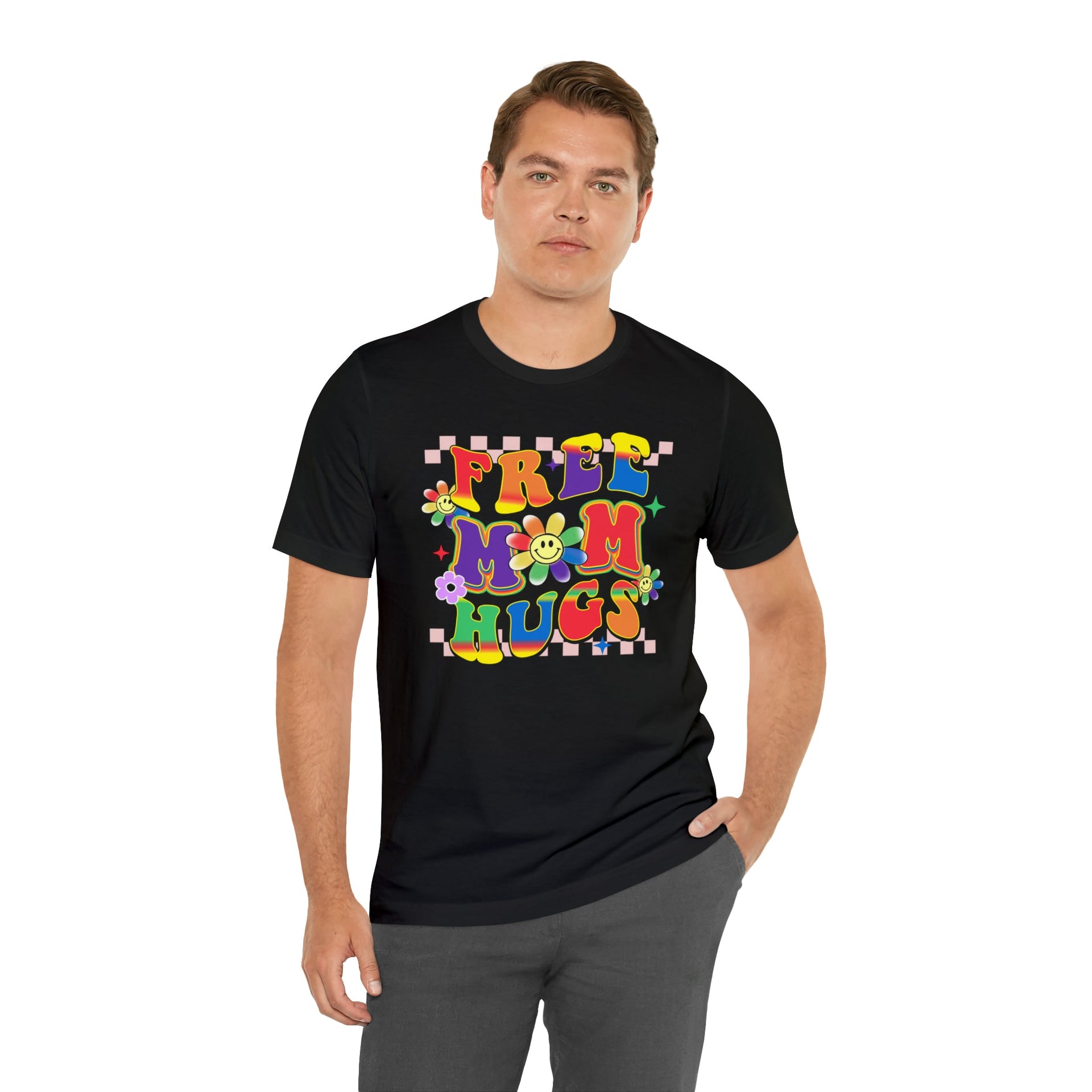 Free MOM Hug Pride Tee T-Shirt by Printify | Akron Pride Custom Tees