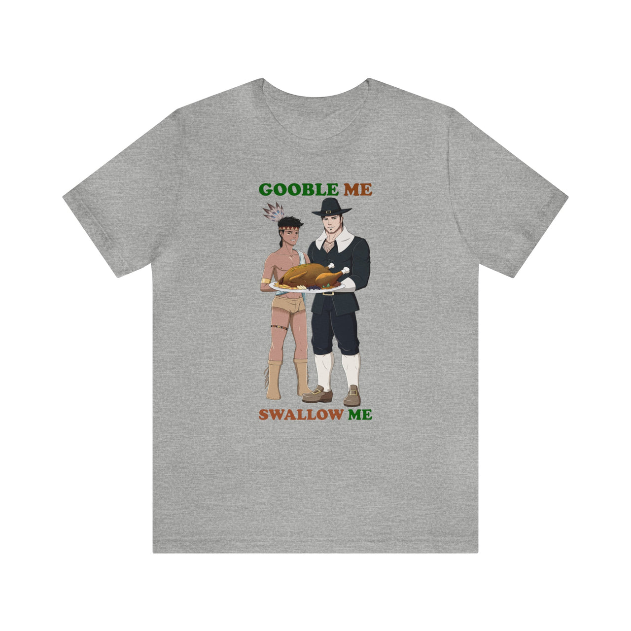 Gay Thanksgiving Tee Athletic Heather S T-Shirt by Printify | Akron Pride Custom Tees