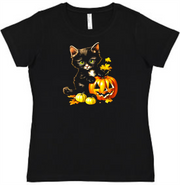 Halloween Kitten Ladies Tee Ladies Shirt by Akron Pride Custom Tees | Akron Pride Custom Tees