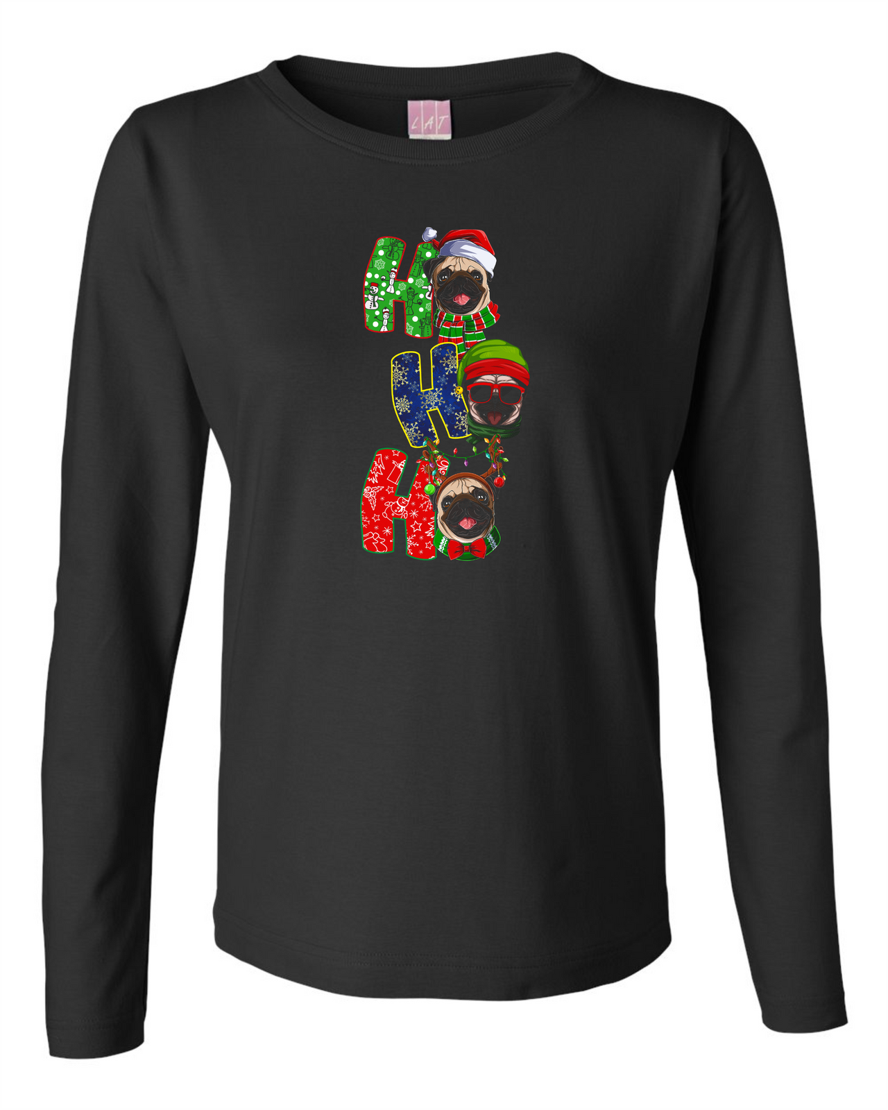 Ho Ho Ho Ladies LS Tee Ladies Long Sleeve Shirt by Akron Pride Custom Tees | Akron Pride Custom Tees