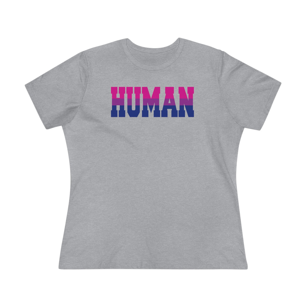 Human Bi Ladies Tee Athletic Heather S T-Shirt by Printify | Akron Pride Custom Tees