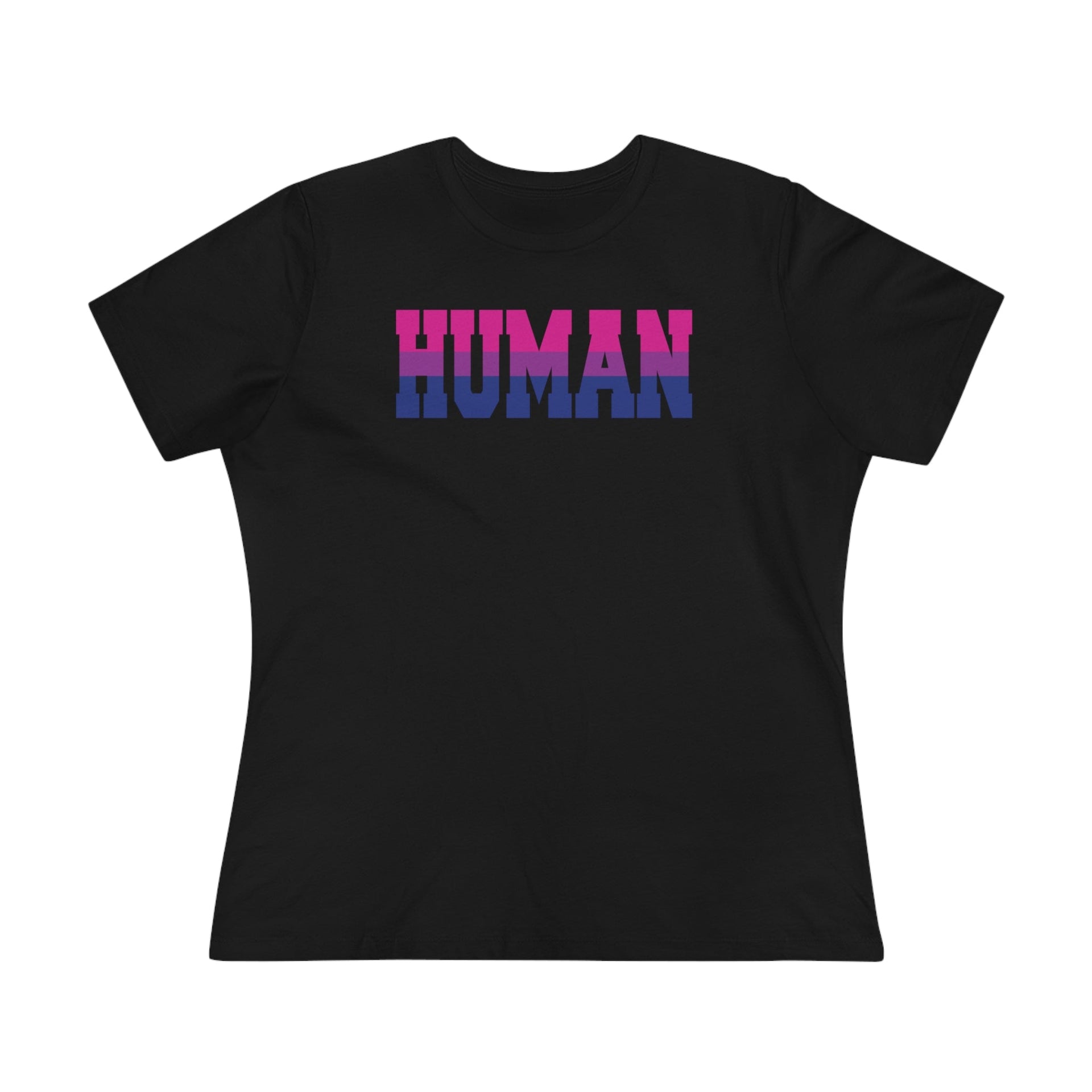 Human Bi Ladies Tee Black S T-Shirt by Printify | Akron Pride Custom Tees