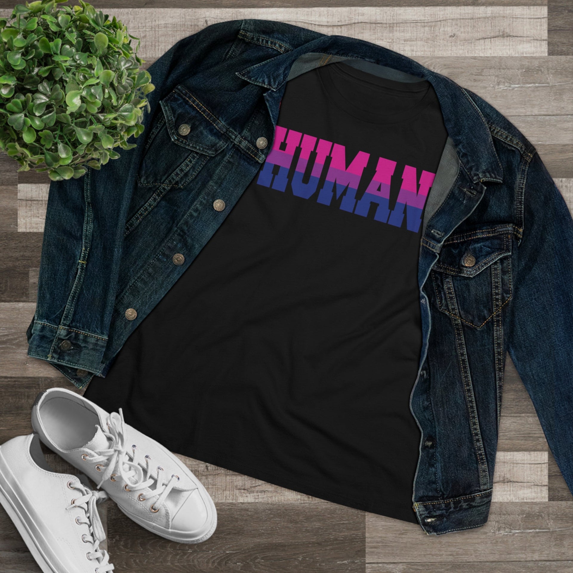 Human Bi Ladies Tee T-Shirt by Printify | Akron Pride Custom Tees