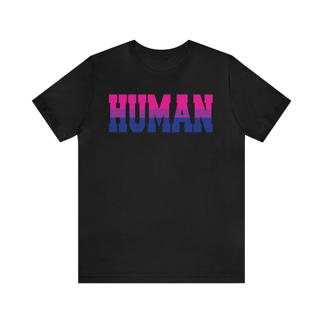 Human Bi Pride Tee Black S T-Shirt by Printify | Akron Pride Custom Tees
