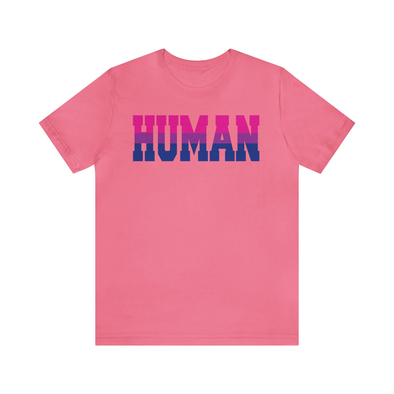 Human Bi Pride Tee Charity Pink S T-Shirt by Printify | Akron Pride Custom Tees