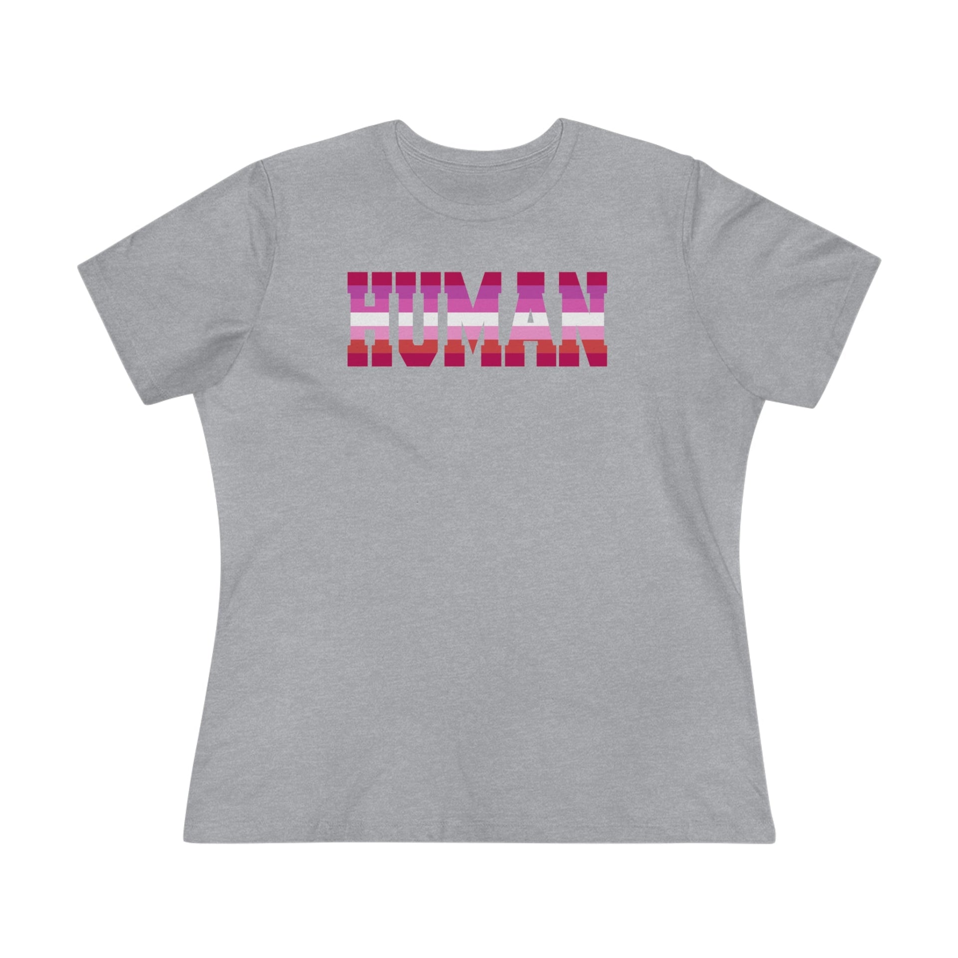 Human Lesbian Ladies Tee Athletic Heather S T-Shirt by Printify | Akron Pride Custom Tees