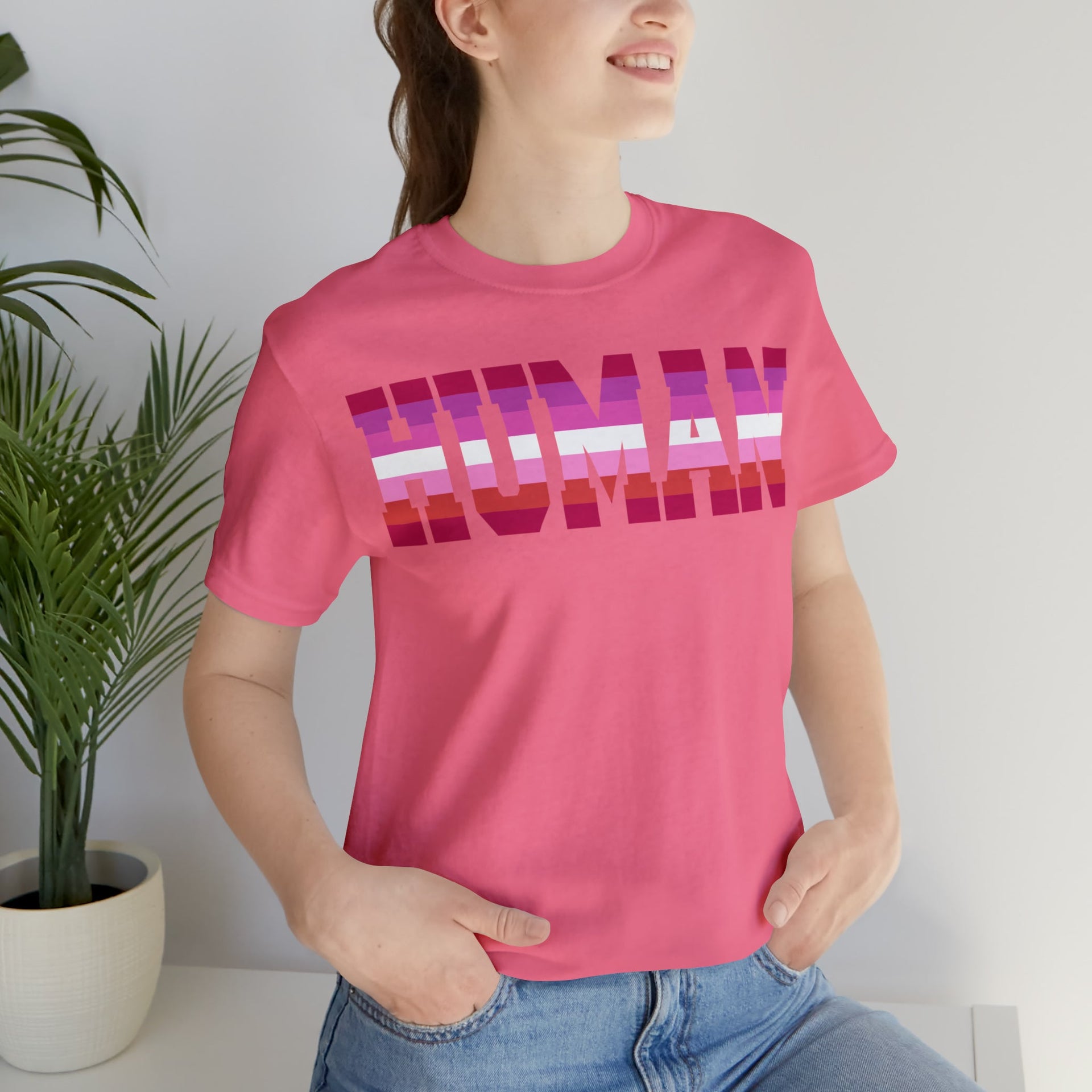Human Lesbian Pride Tee T-Shirt by Printify | Akron Pride Custom Tees