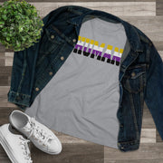 Human Nonbinary Ladies Tee Athletic Heather T-Shirt by Printify | Akron Pride Custom Tees