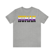 Human Nonbinary Pride Tee Athletic Heather S T-Shirt by Printify | Akron Pride Custom Tees