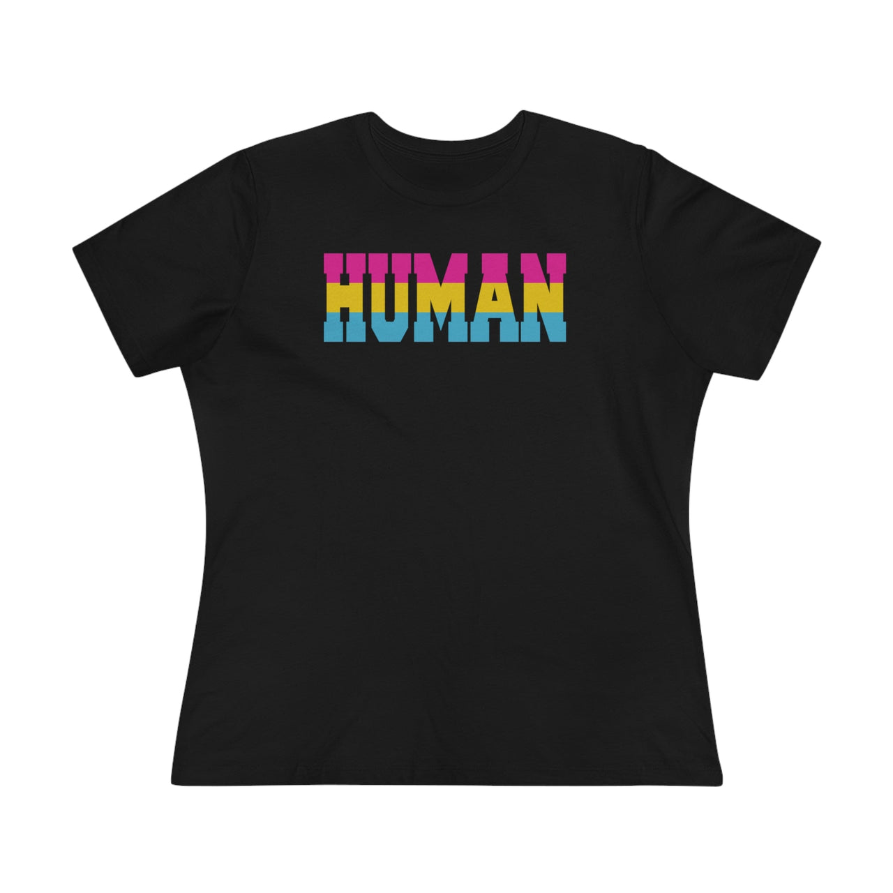 Human Pan Ladies Tee Black S T-Shirt by Printify | Akron Pride Custom Tees