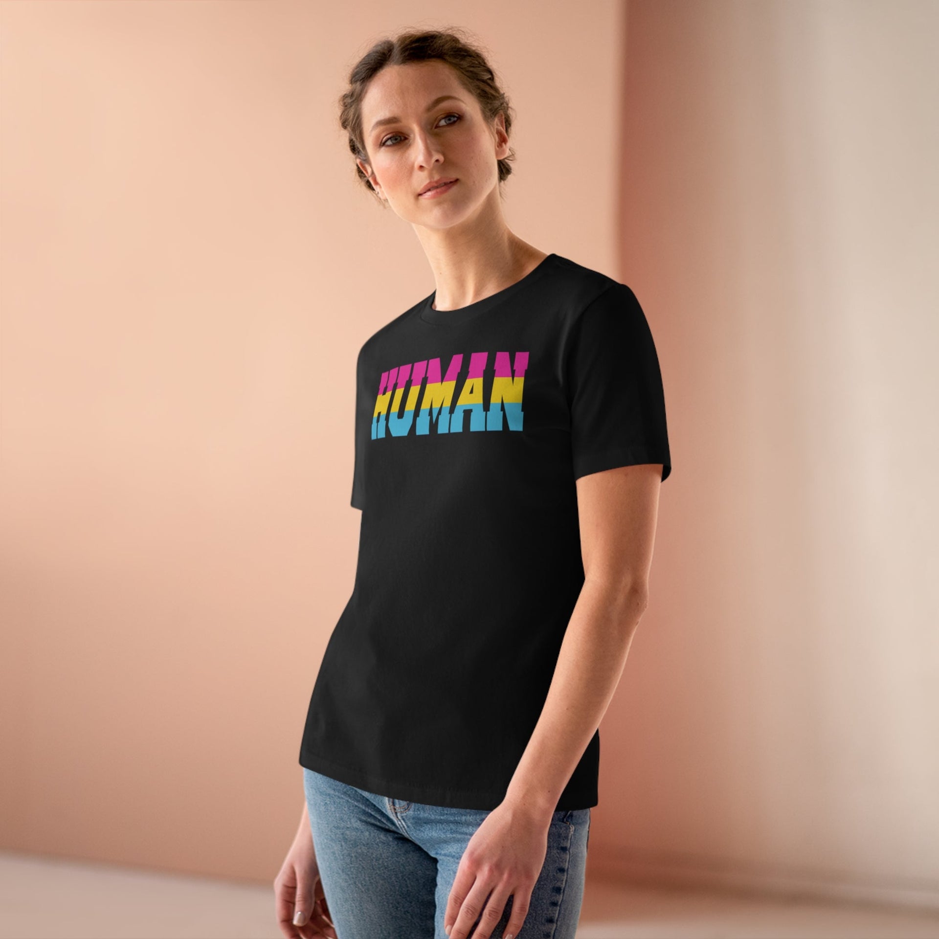 Human Pan Ladies Tee T-Shirt by Printify | Akron Pride Custom Tees
