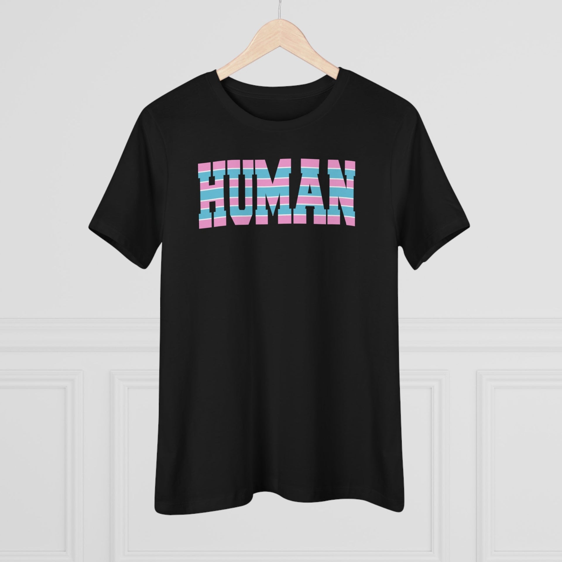 Human Trans Ladies Tee Black T-Shirt by Printify | Akron Pride Custom Tees