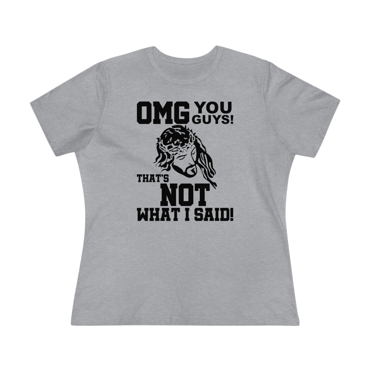 Jesus OMG Ladies Tee Athletic Heather S T-Shirt by Printify | Akron Pride Custom Tees