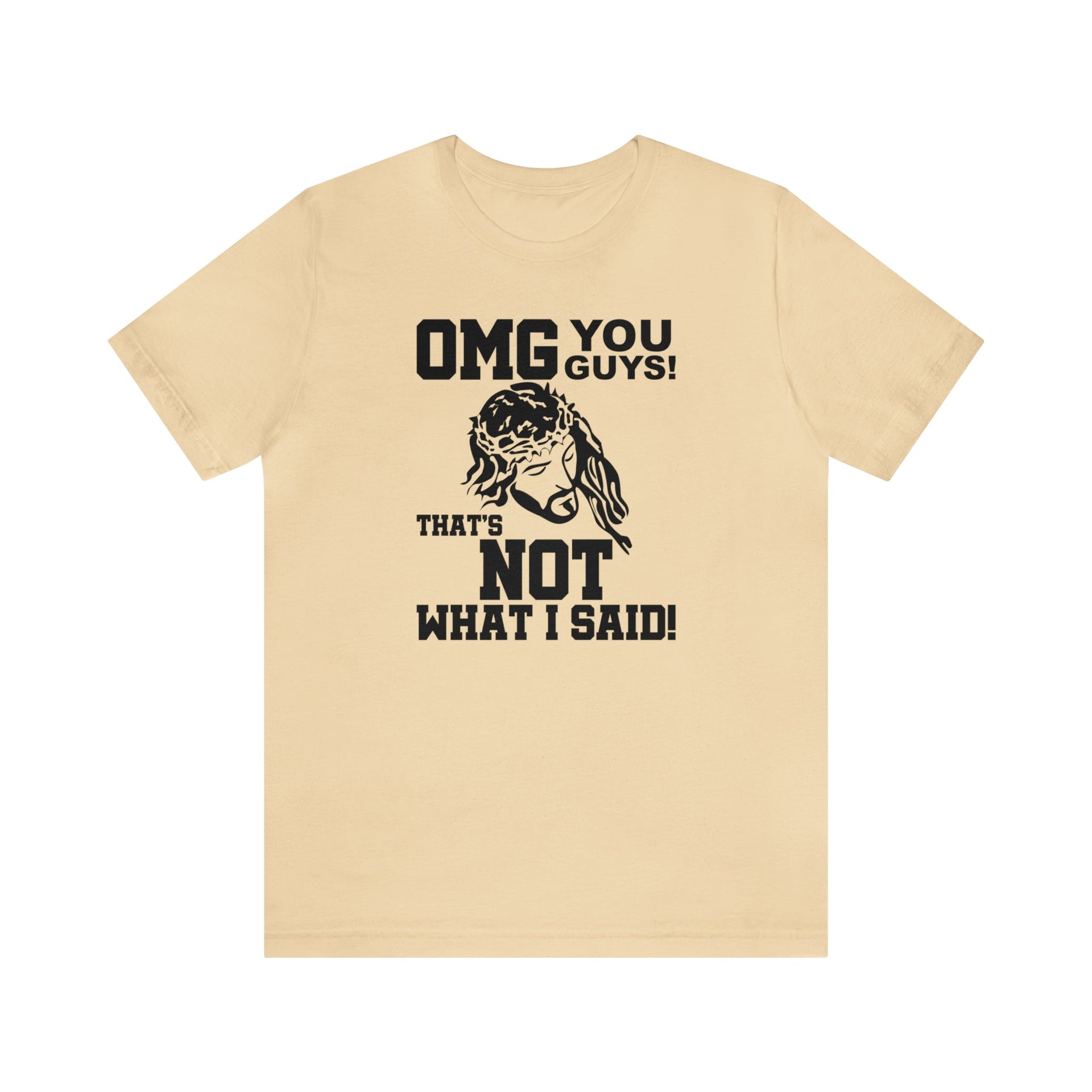 Jesus OMG Tee Soft Cream S T-Shirt by Printify | Akron Pride Custom Tees