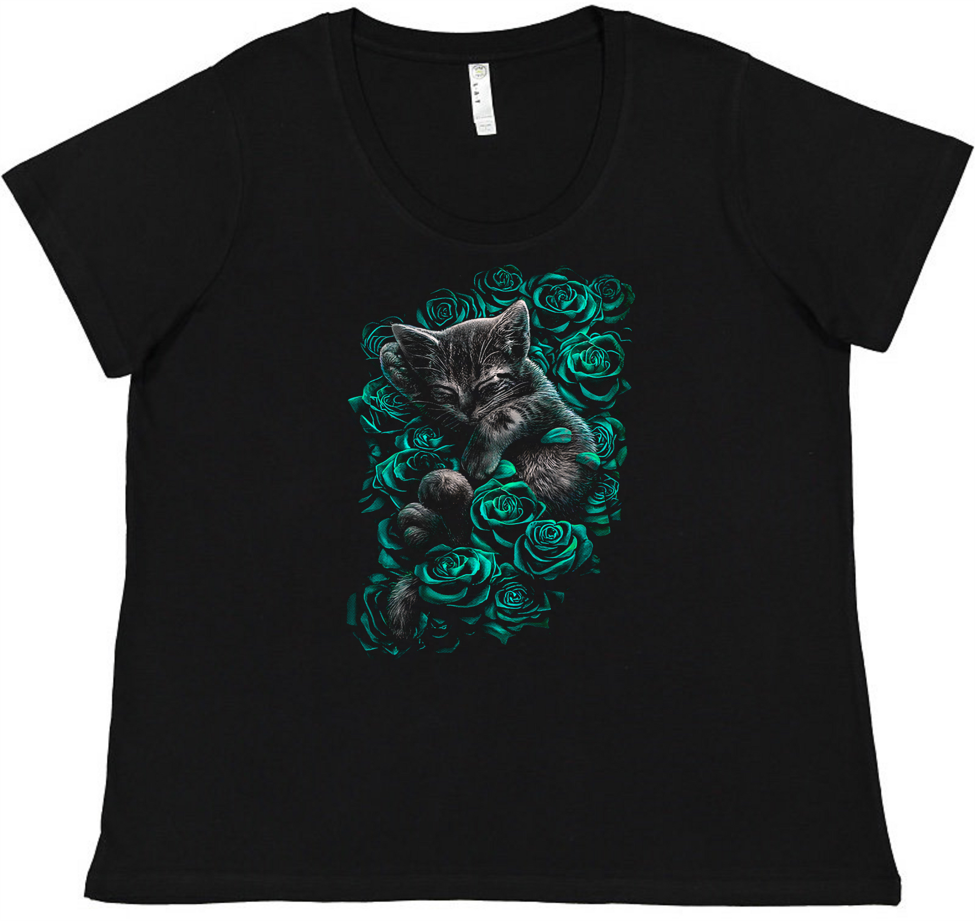 Kitty and Roses Ladies Tee Ladies Shirt by Akron Pride Custom Tees | Akron Pride Custom Tees