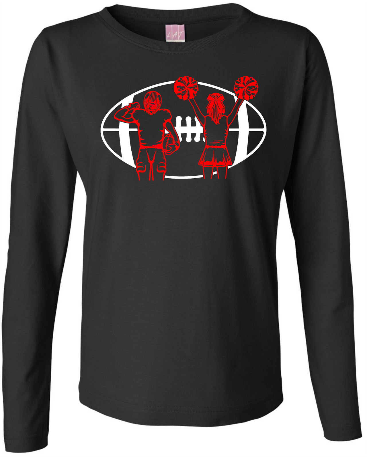 1 Football Player 1 Cheerleader Ladies LS Tee