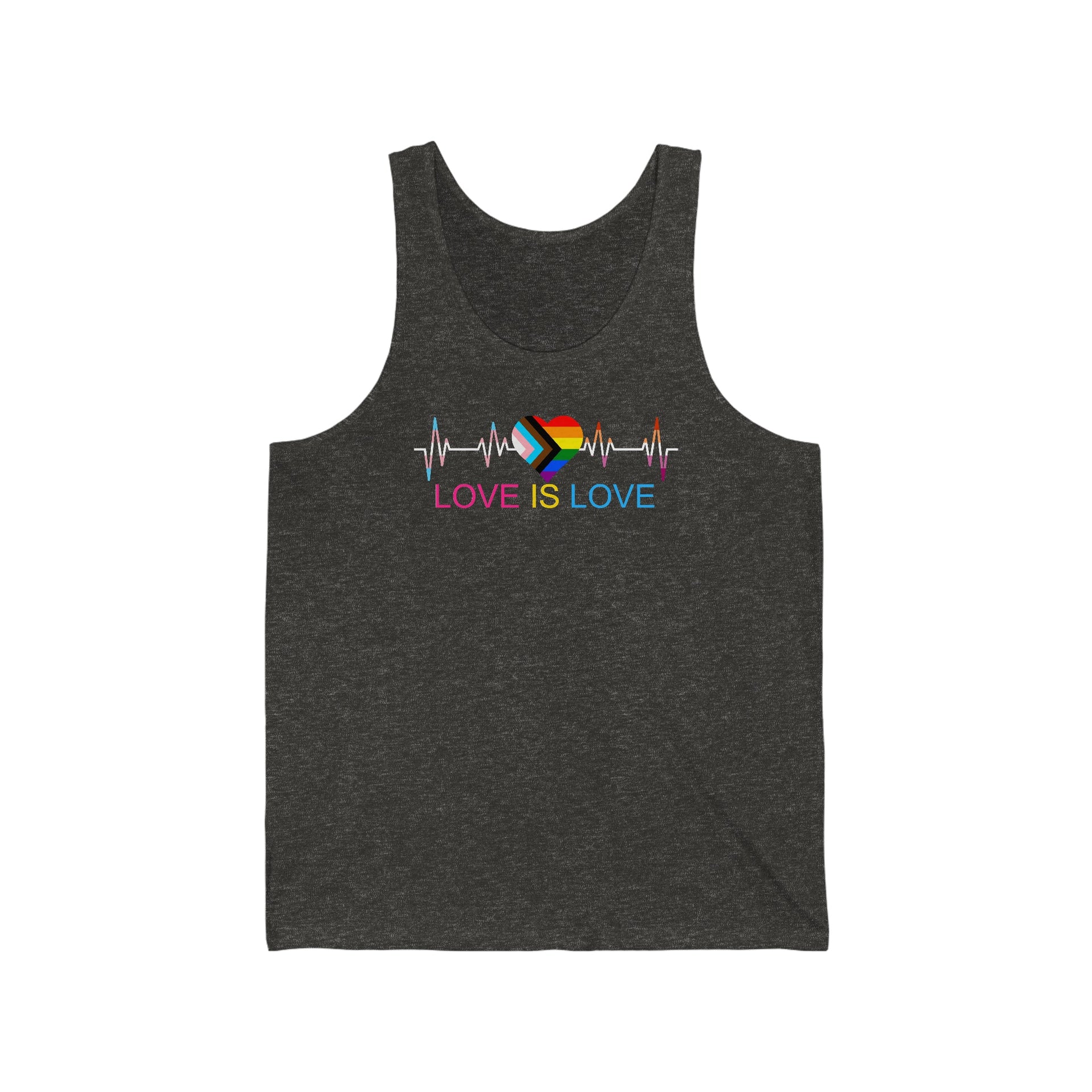 Love is Love Tank Top XS Charcoal Black TriBlend Tank Top by Printify | Akron Pride Custom Tees