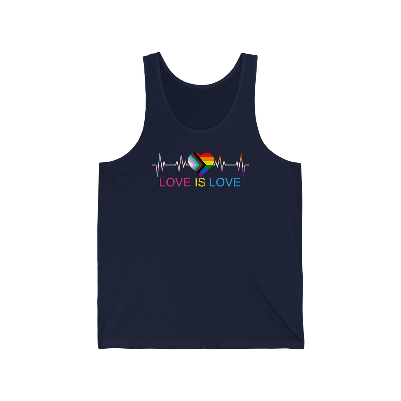 Love is Love Tank Top XS Navy Tank Top by Printify | Akron Pride Custom Tees