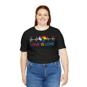 Love Is Love Tee Black T-Shirt by Printify | Akron Pride Custom Tees