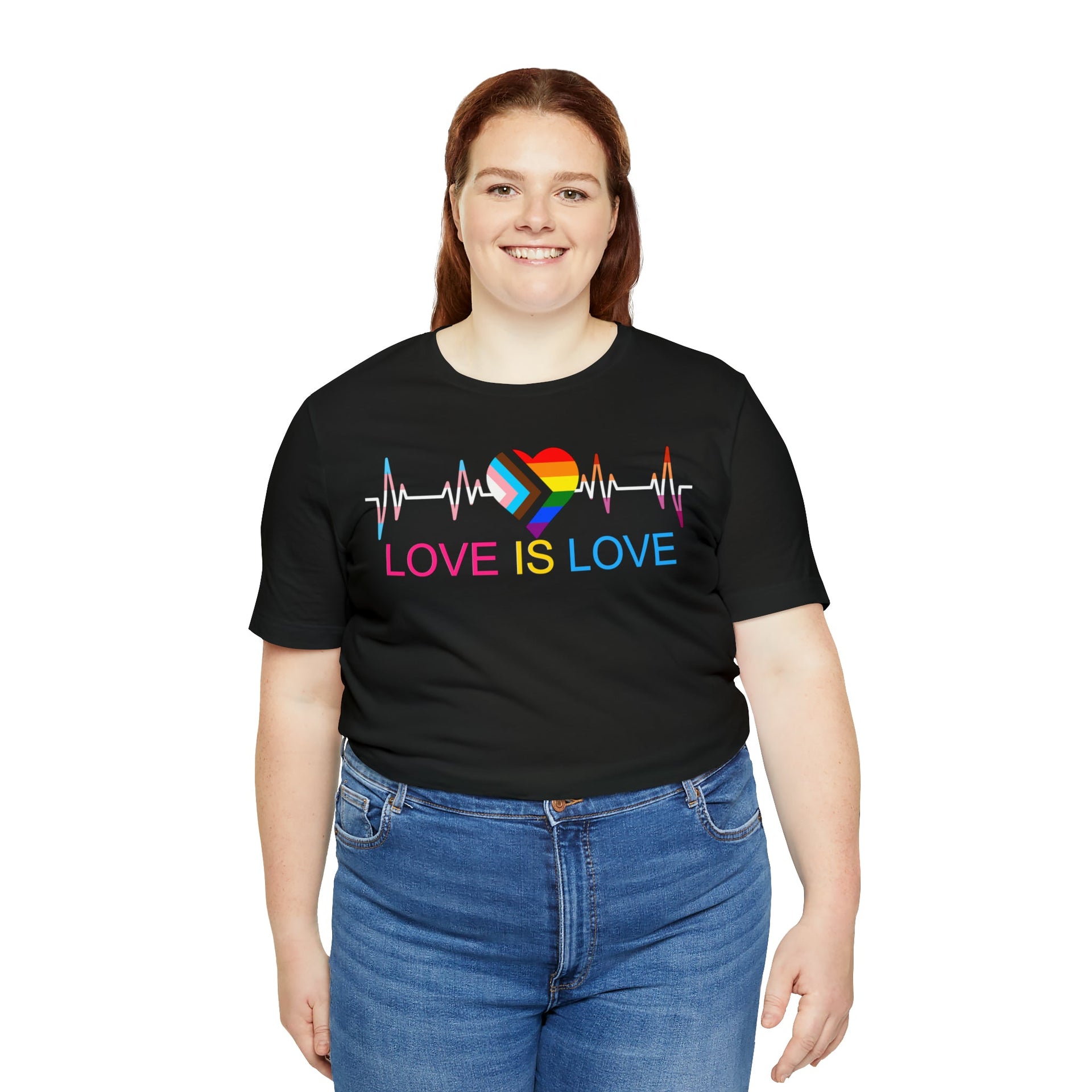 Love Is Love Tee Black T-Shirt by Printify | Akron Pride Custom Tees