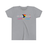 Love is Love Youth Tee Athletic Heather S Kids clothes by Printify | Akron Pride Custom Tees