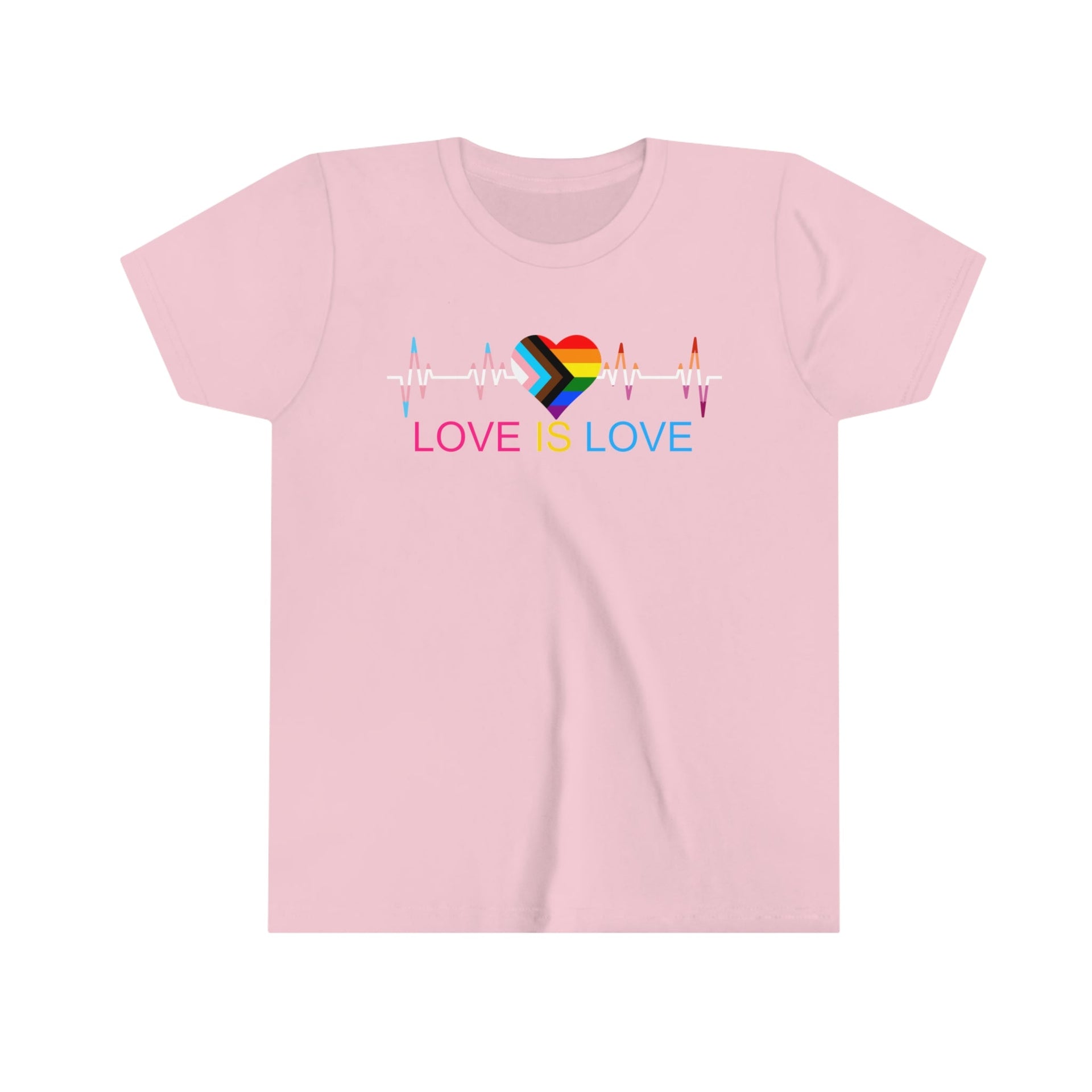 Love is Love Youth Tee Pink S Kids clothes by Printify | Akron Pride Custom Tees