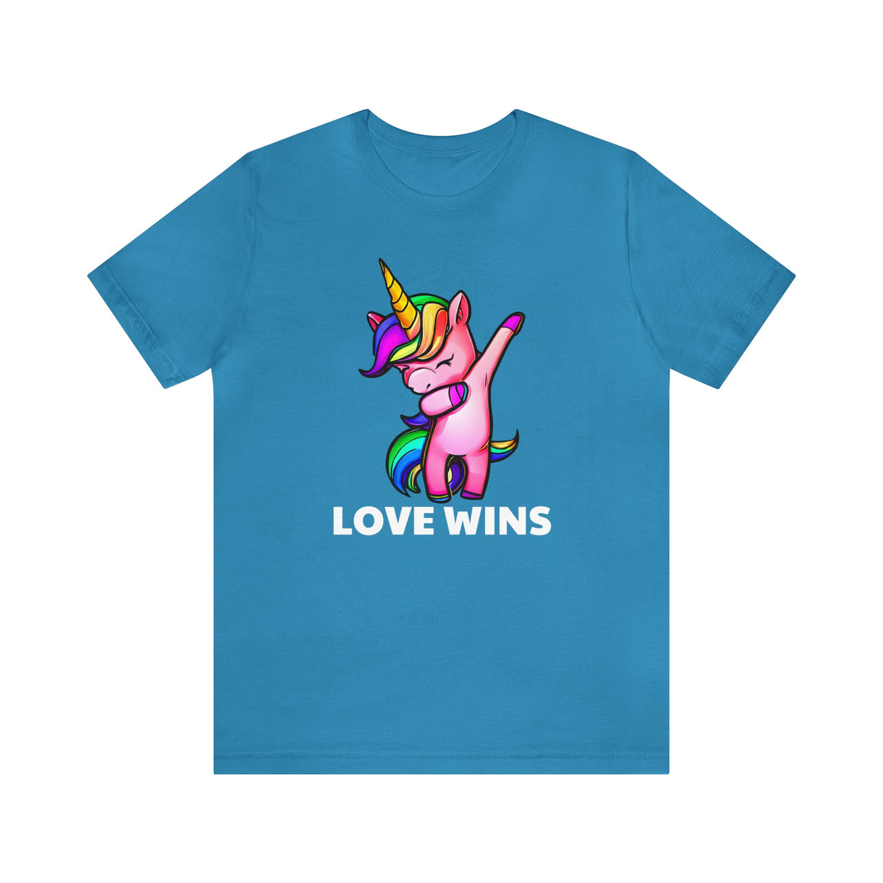 Love Wins Tee Aqua S T-Shirt by Printify | Akron Pride Custom Tees