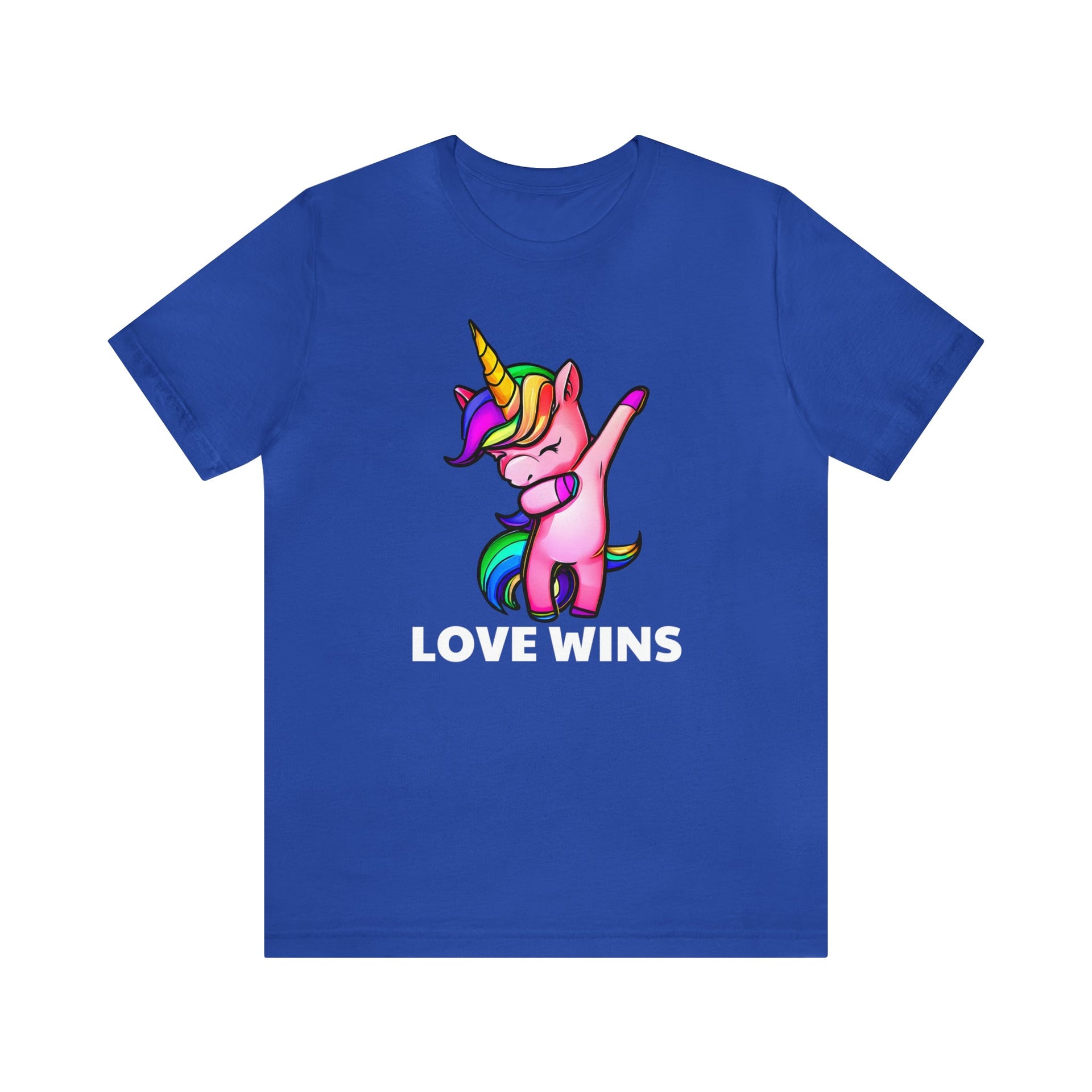 Love Wins Tee True Royal S T-Shirt by Printify | Akron Pride Custom Tees