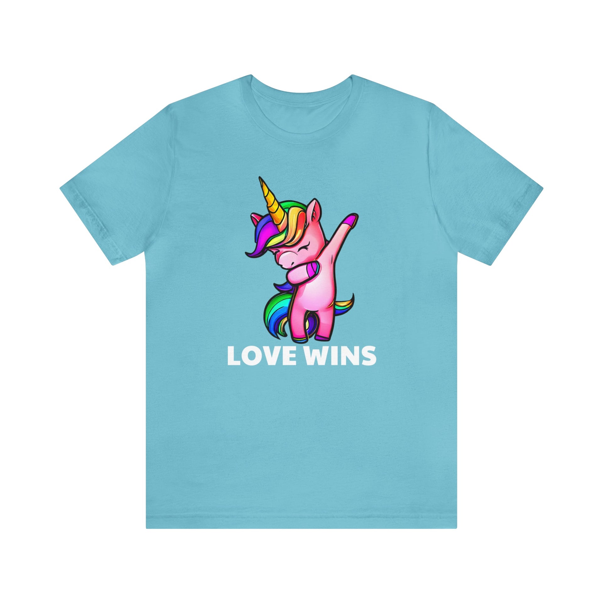 Love Wins Tee Turquoise S T-Shirt by Printify | Akron Pride Custom Tees