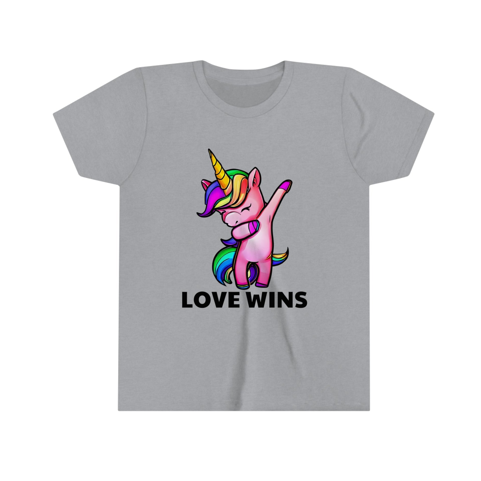 Love Wins Youth Tee Athletic Heather S Kids clothes by Printify | Akron Pride Custom Tees
