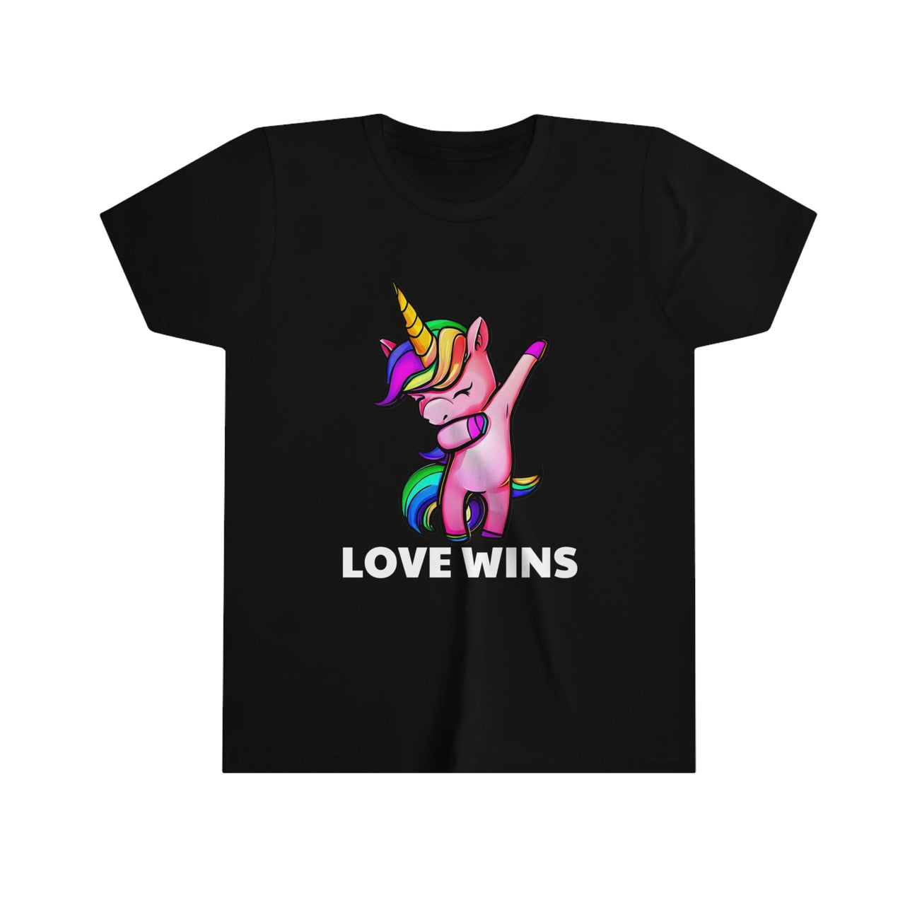Love Wins Youth Tee Black S Kids clothes by Printify | Akron Pride Custom Tees